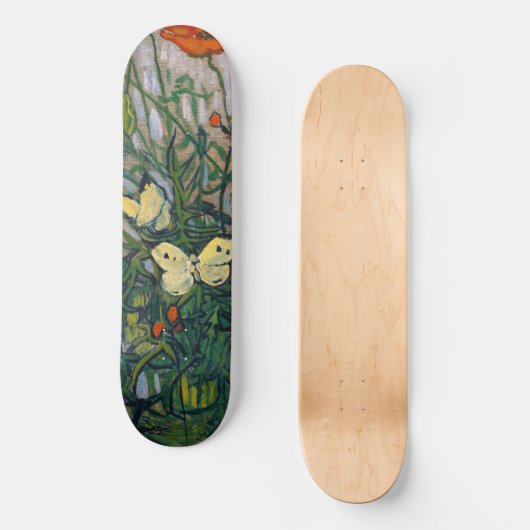 Vincent van Gogh - Butterflies en Poppies Persoonlijk Skateboard (Voorkant)