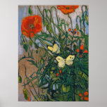 Vincent van Gogh - Butterflies en Poppies Poster<br><div class="desc">Butterflies and Poppies - Vincent van Gogh,  Oil on Canvas,  1890</div>
