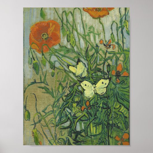Vincent Van Gogh - Butterflies en poppies Poster (Voorkant)