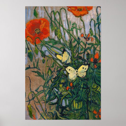 Vincent van Gogh - Butterflies en Poppies Poster (Voorkant)