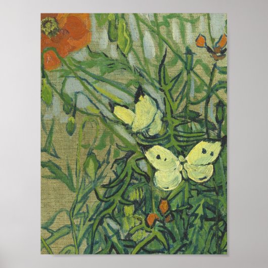 Vincent Van Gogh - Butterflies en poppies Poster (Voorkant)