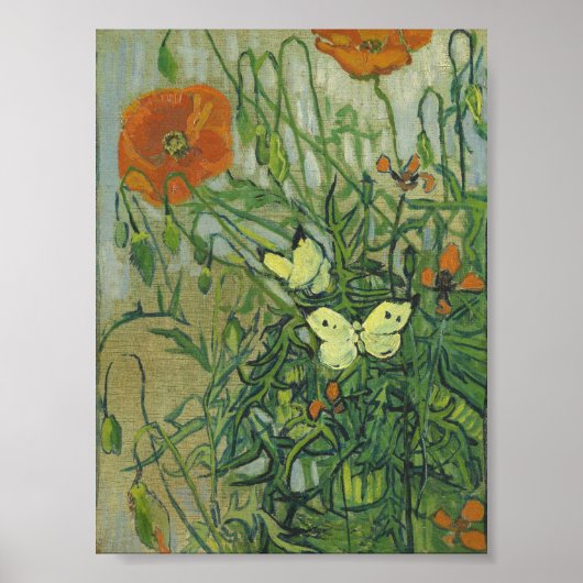 Vincent Van Gogh - Butterflies en poppies Poster (Voorkant)