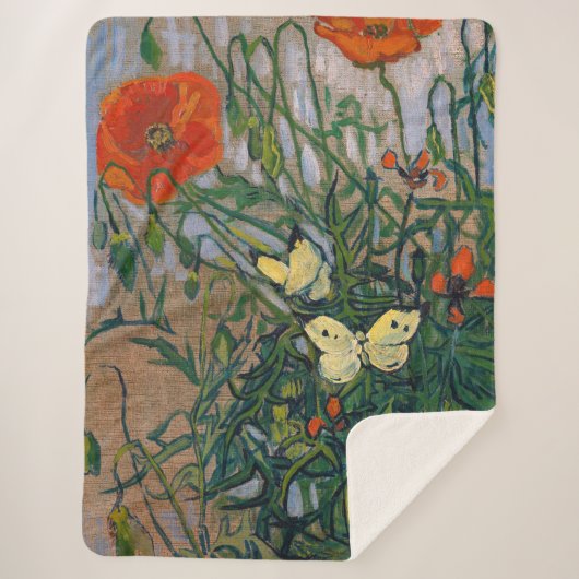 Vincent van Gogh - Butterflies en Poppies Sherpa Deken (Voorkant)