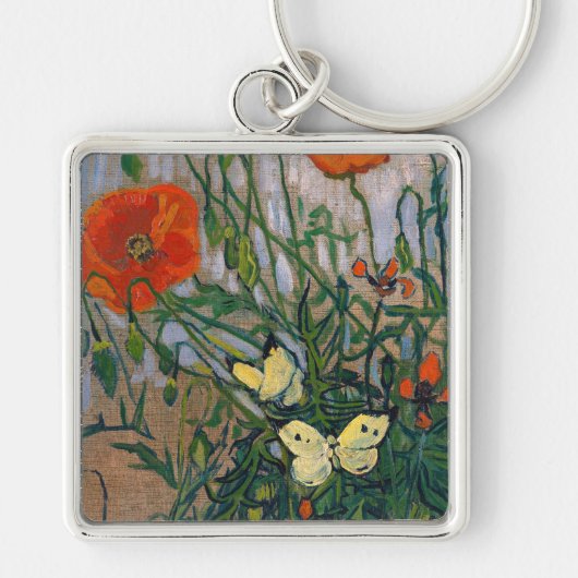 Vincent van Gogh - Butterflies en Poppies Sleutelhanger (Voorkant)