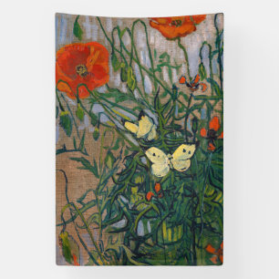 Vincent van Gogh - Butterflies en Poppies Spandoek