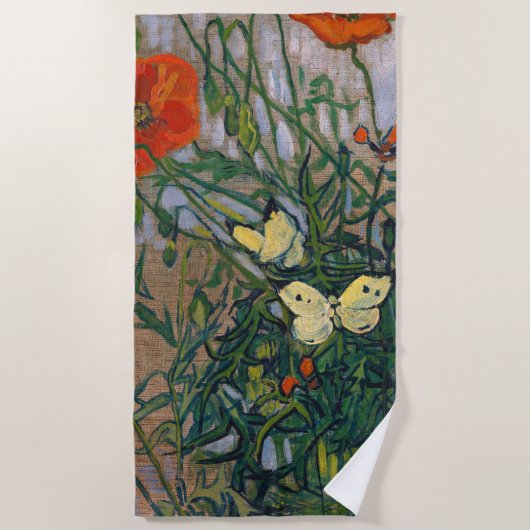 Vincent van Gogh - Butterflies en Poppies Strandlaken (Voorkant)