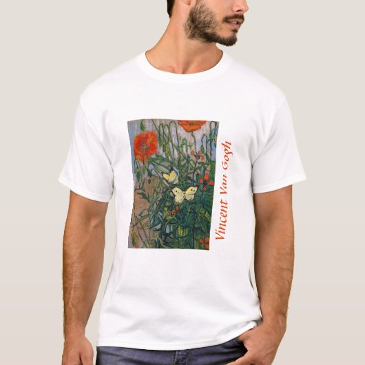 Vincent van Gogh - Butterflies en Poppies T-shirt (Voorkant)