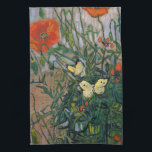 Vincent van Gogh - Butterflies en Poppies Theedoek<br><div class="desc">Butterflies and Poppies - Vincent van Gogh,  Oil on Canvas,  1890</div>