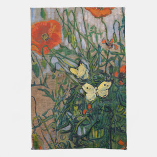 Vincent van Gogh - Butterflies en Poppies Theedoek