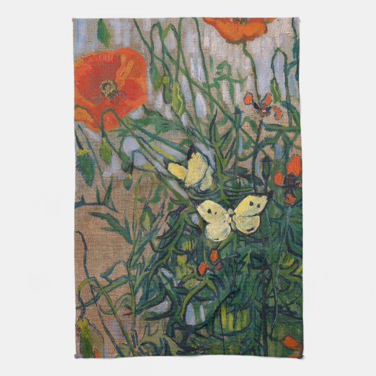 Vincent van Gogh - Butterflies en Poppies Theedoek (Verticaal)