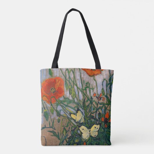 Vincent van Gogh - Butterflies en Poppies Tote Bag (Achterkant)