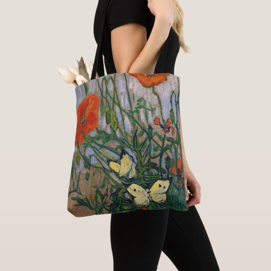 Vincent van Gogh - Butterflies en Poppies Tote Bag (Dichtbij)