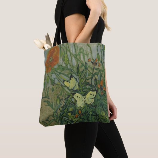 Vincent van Gogh - Butterflies en Poppies Tote Bag (Dichtbij)