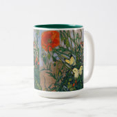 Vincent van Gogh - Butterflies en Poppies Tweekleurige Koffiemok (Voorkant rechts)