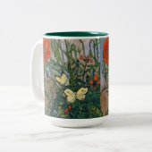 Vincent van Gogh - Butterflies en Poppies Tweekleurige Koffiemok (Voorkant links)