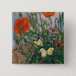 Vincent van Gogh - Butterflies en Poppies Vierkante Button 5,1 Cm<br><div class="desc">Butterflies and Poppies - Vincent van Gogh,  Oil on Canvas,  1890</div>