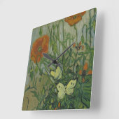 Vincent van Gogh - Butterflies en Poppies Vierkante Klok (Hoek)