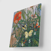 Vincent van Gogh - Butterflies en Poppies Vierkante Klok (Hoek)