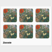 Vincent van Gogh - Butterflies en Poppies Vierkante Sticker (Vel)