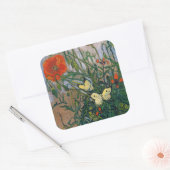 Vincent van Gogh - Butterflies en Poppies Vierkante Sticker (Envelop)