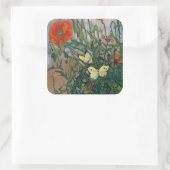Vincent van Gogh - Butterflies en Poppies Vierkante Sticker (Tas)