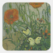Vincent van Gogh - Butterflies en Poppies Vierkante Sticker (Voorkant)
