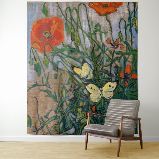 Vincent van Gogh - Butterflies en Poppies Wandkleed (In situ)