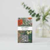 Vincent van Gogh - Butterflies & Poppies - QR-code Visitekaartje (Staand voorkant)