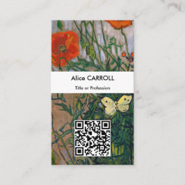 Vincent van Gogh - Butterflies & Poppies - QR-code Visitekaartje