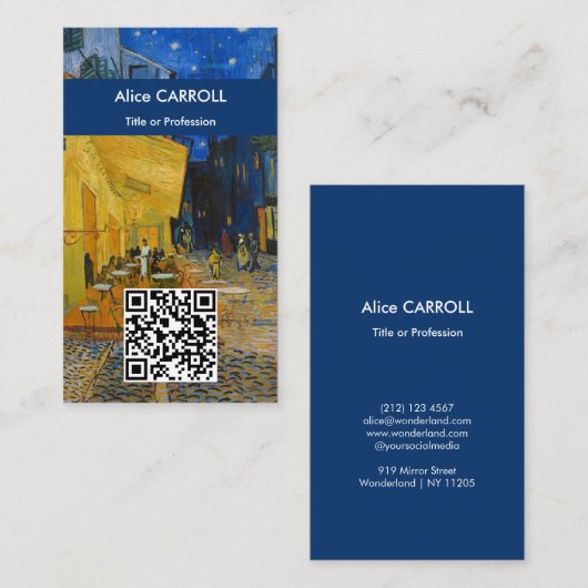 Vincent van Gogh - Cafe Terrace at Night - QR Code Visitekaartje (Voorkant / Achterkant)