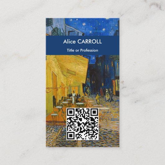 Vincent van Gogh - Cafe Terrace at Night - QR Code Visitekaartje (Voorkant)
