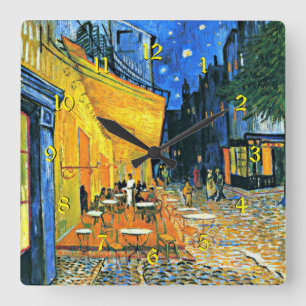 Vincent van Gogh - Cafe Terrace, beroemd schilderi Vierkante Klok