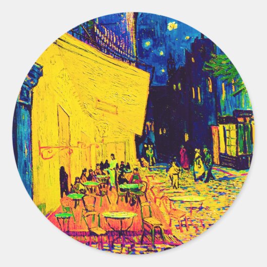 Vincent van Gogh - Cafe Terrace bij de nachtelijke Ronde Sticker (Voorkant)