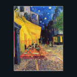 Vincent van Gogh - cafe Terrace bij nacht Fine Art Briefkaart<br><div class="desc">Ook bekend als de Café Terrace On the Place Du Forum, deze olie op het canvas van 1888 shows een wandcafé in Arles Frankrijk, vaak bezocht door Van Gogh, lichtjes verlicht in geel onder een donkerblauwe nachtelijke hemel met halode sterren, vergelijkbaar met wat later zou worden gezien in "De Sterrennacht"....</div>