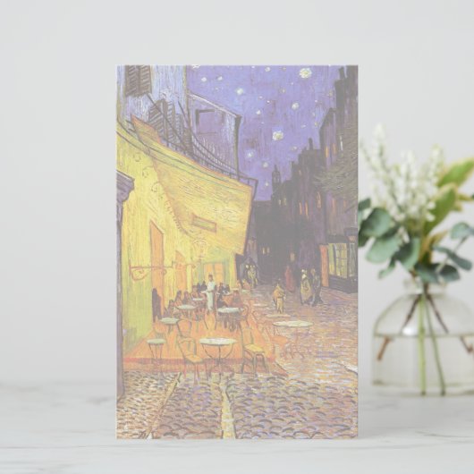 Vincent van Gogh Cafe Terrace bij nacht Fine Art Briefpapier (Staand voorkant)