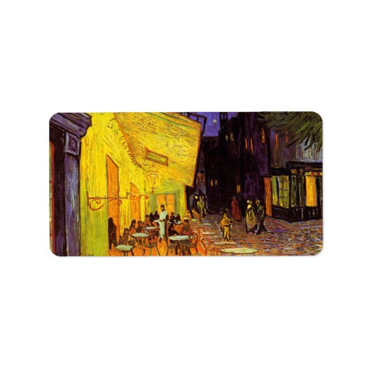 Vincent van Gogh Cafe Terrace bij nacht Fine Art Etiket (Voorkant)