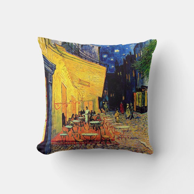 Vincent van Gogh - cafe Terrace bij nacht Fine Art Kussen (Voorkant)
