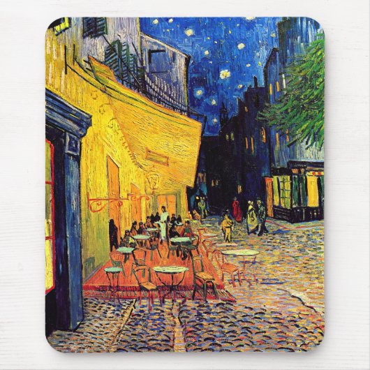 Vincent van Gogh - cafe Terrace bij nacht Fine Art Muismat (Voorkant)