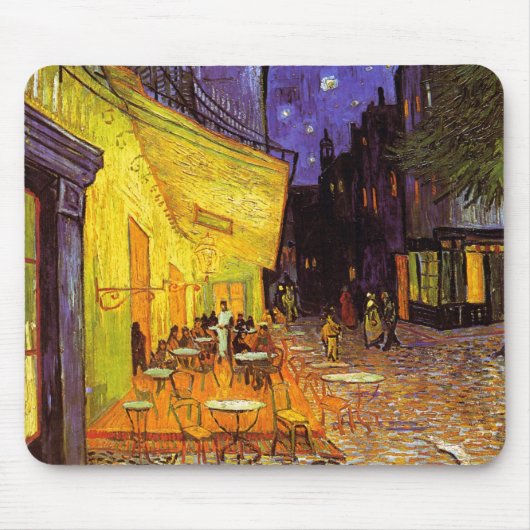 Vincent van Gogh Cafe Terrace bij nacht Fine Art Muismat (Voorkant)
