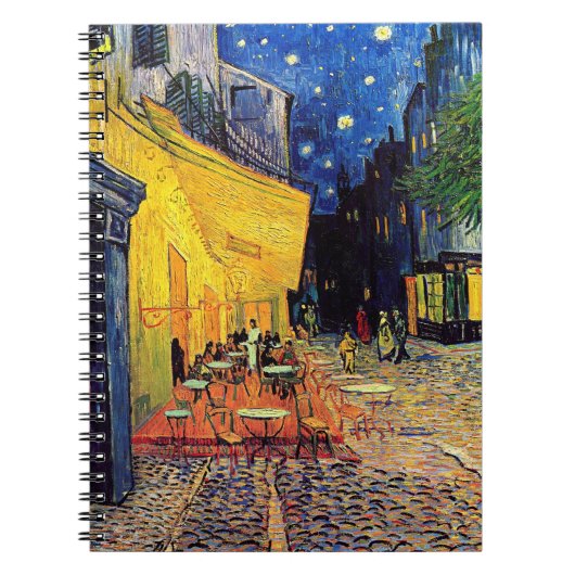 Vincent van Gogh - cafe Terrace bij nacht Fine Art Notitieboek (Voorkant)