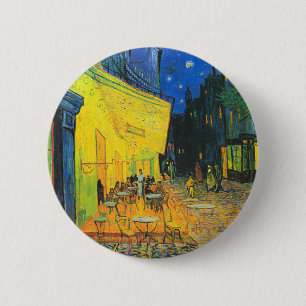Vincent van Gogh Cafe Terrace bij nacht Fine Art Ronde Button 5,7 Cm
