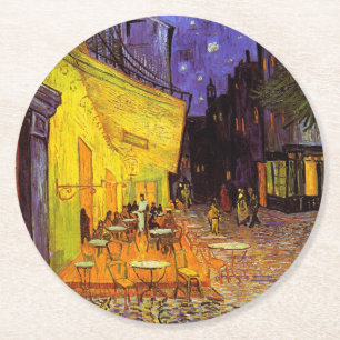 Vincent van Gogh Cafe Terrace bij nacht Fine Art Ronde Kartonnen Onderzetter