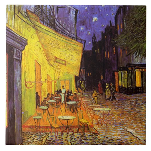 Vincent van Gogh Cafe Terrace bij nacht Fine Art Tegeltje (Voorkant)