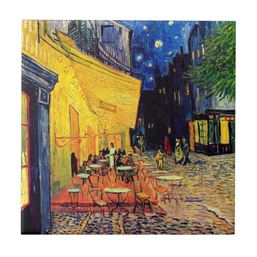 Vincent van Gogh - cafe Terrace bij nacht Fine Art Tegeltje (Voorkant)