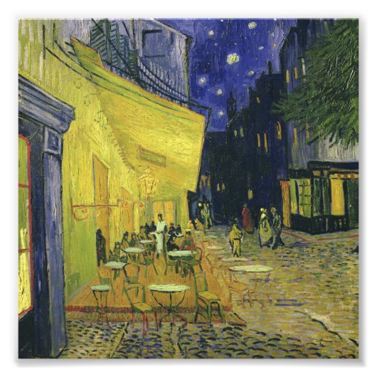 Vincent van Gogh - Cafe Terrace bij nacht Foto Afdruk (Voorkant)