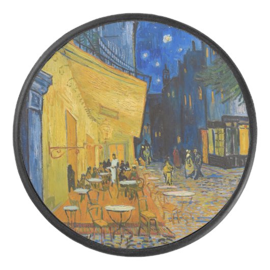 Vincent van Gogh - Cafe Terrace bij nacht Hockey Puck (Voorkant)