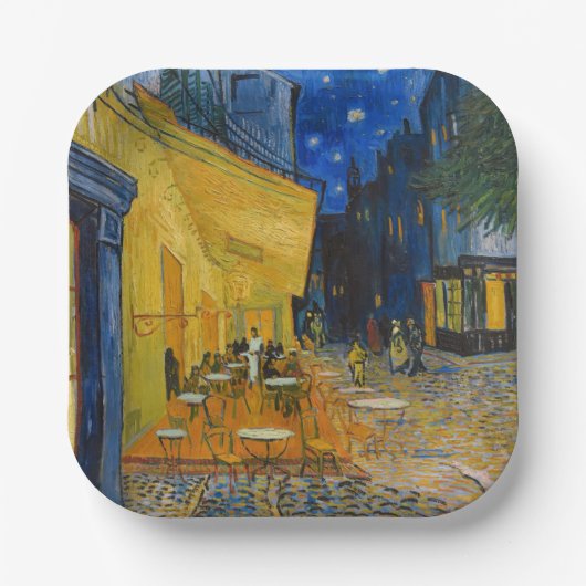 Vincent van Gogh - Cafe Terrace bij nacht Papieren Bordje (Voorkant)