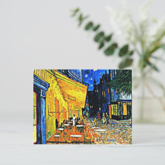 Vincent Van Gogh - Cafe Terrace Post Card Briefkaart (Staand voorkant)