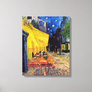 Vincent Van Gogh - Caféterras bij Nacht Fijne Kuns Canvas Afdruk