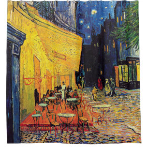 Vincent Van Gogh - Caféterras bij Nacht Kunstschil Douchegordijn